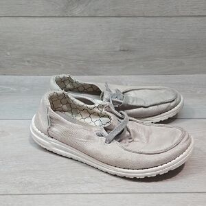 Hey Dude Women Wendy Sparkling Pearl Grey Loafer Shoes Sz 8